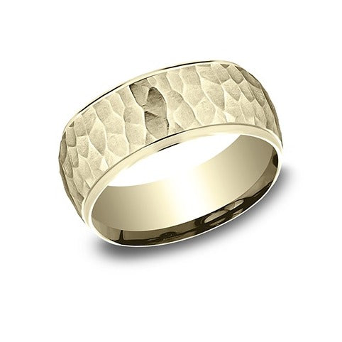 High Polish Edge Band with Hammered Center