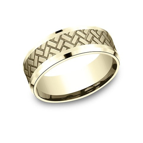 Drop Bevel Band with Cross Hatch Center