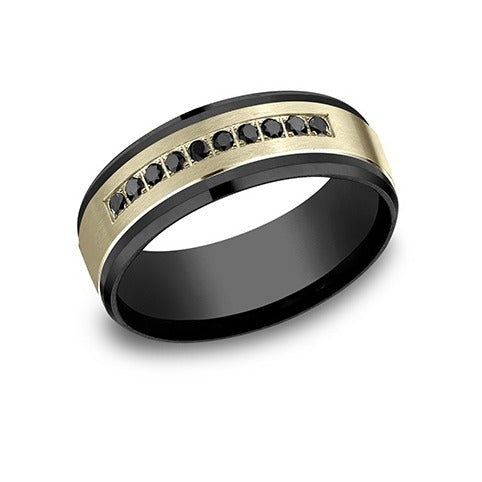 Drop Bevel Satin Black Diamond Band