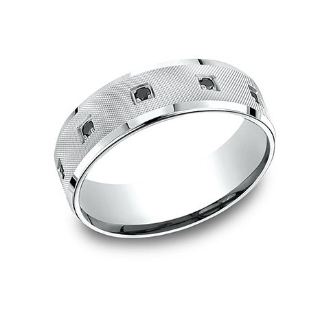 Beveled Edge Florentine Black Diamond Band
