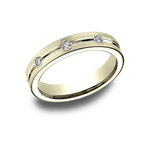 Flat Satin Diamond Band with Center Cut