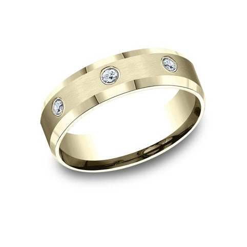 Beveled Edge Diamond Band with Satin Center