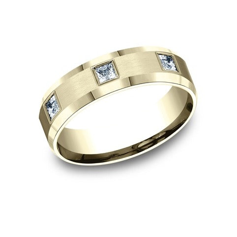 Beveled Edge Diamond Band with Satin Center