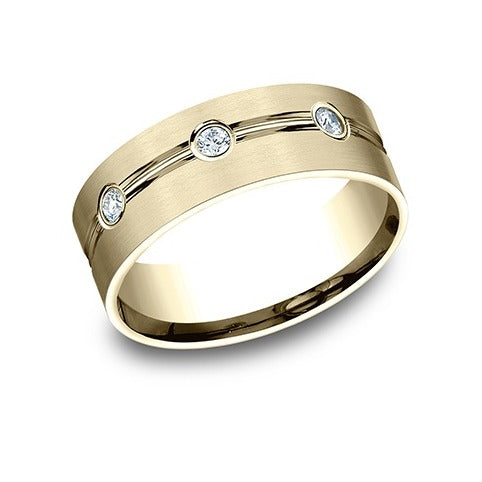 Flat Satin Diamond Band with Center Cut