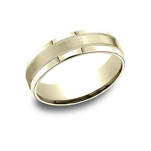 Beveled Edge Milgrain Band with Satin Center