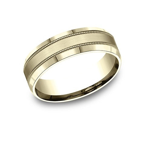 Beveled Edge Band with Satin Center Milgrain