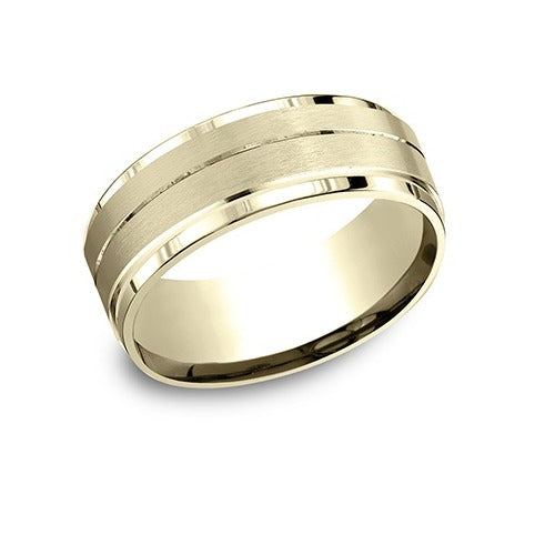 Drop Bevel Thin Cut Band with Satin Center