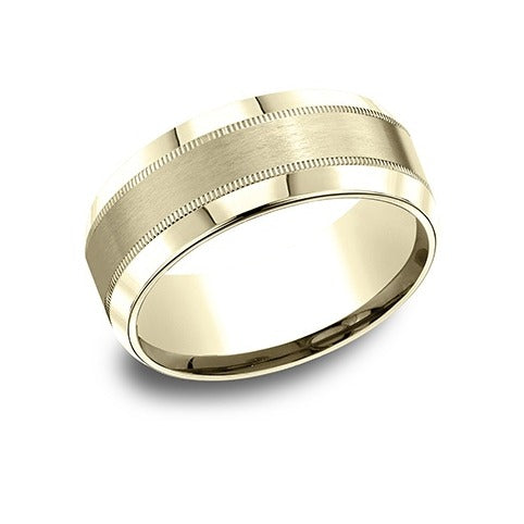 Beveled Edge Milgrain Band with Satin Center