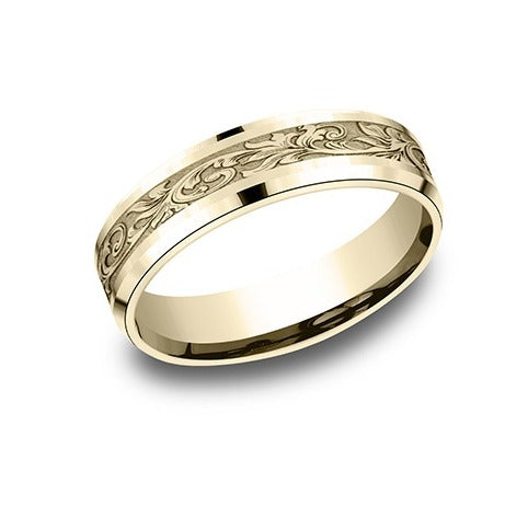 Drop Bevel Band with Vintage Script Center