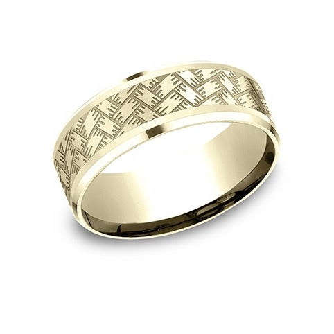 Drop Bevel Band with Threaded Weave Center