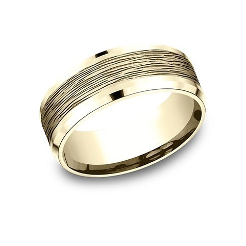 Drop Bevel Band with Horizontal Mini Bark Center