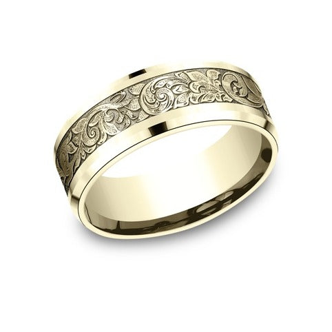 Drop Bevel Band with London Script Center