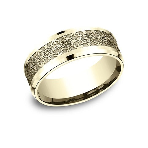 Drop Bevel Band with Circle Pattern Center