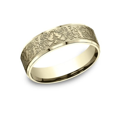 Slight Beveled Edge Rose Pattern Band