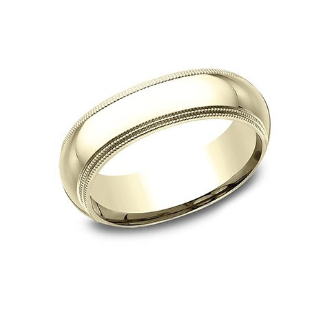 High Dome Comfort Fit Double Milgrain Band
