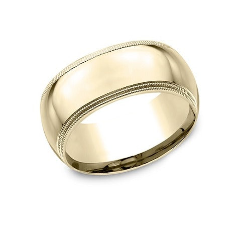 High Dome Comfort Fit Double Milgrain Band