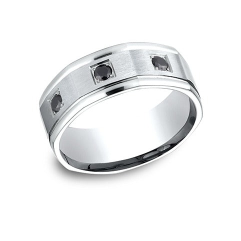 Octagon Round Edge Black Diamond Band