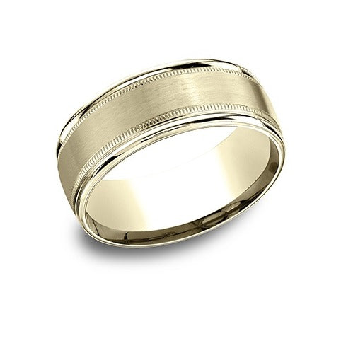High Polish RE Milgrain Band with Satin Center
