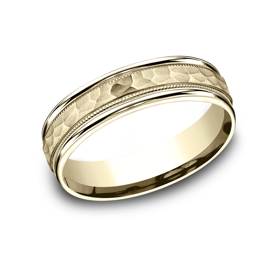 Pol Edge Milgrain Band with Hammered Center