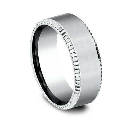 Fluted Beveled Edge Band with Satin Center