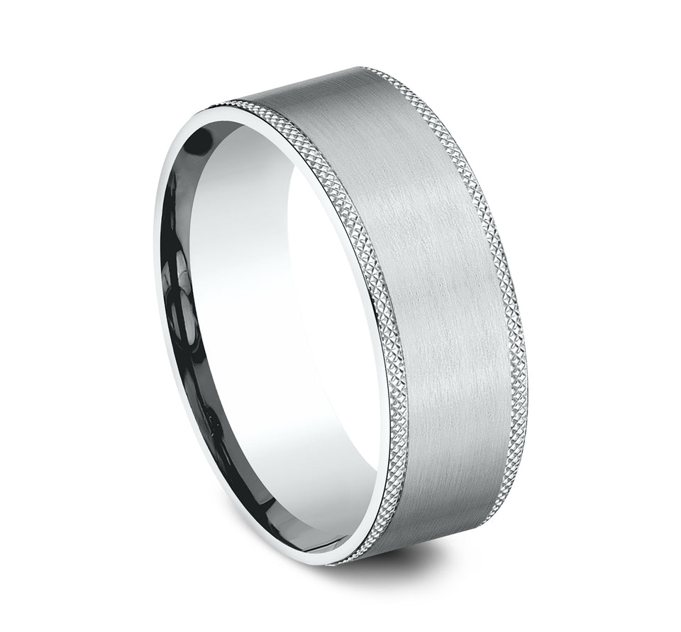 Knurled Edge Band with Satin Center