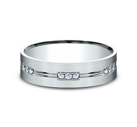 Flat Satin Diamond Band with Center Cut