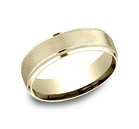 Knurled Drop Bevel Band with Satin Center