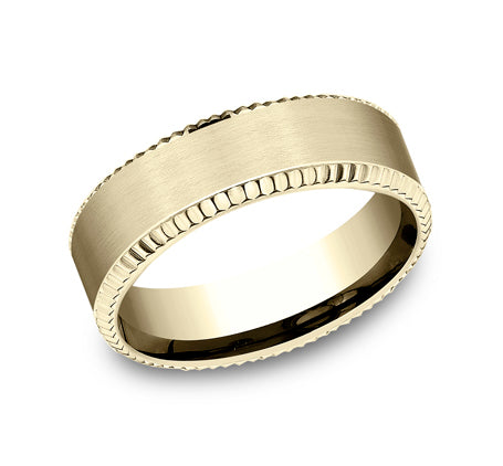 Fluted Beveled Edge Band with Satin Center