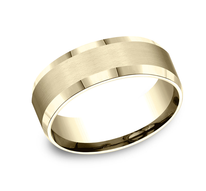 High Polish Beveled Edge Band with Satin Center