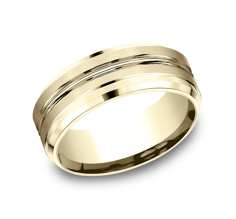 Drop Bevel Satin Band with Concave Center Cut