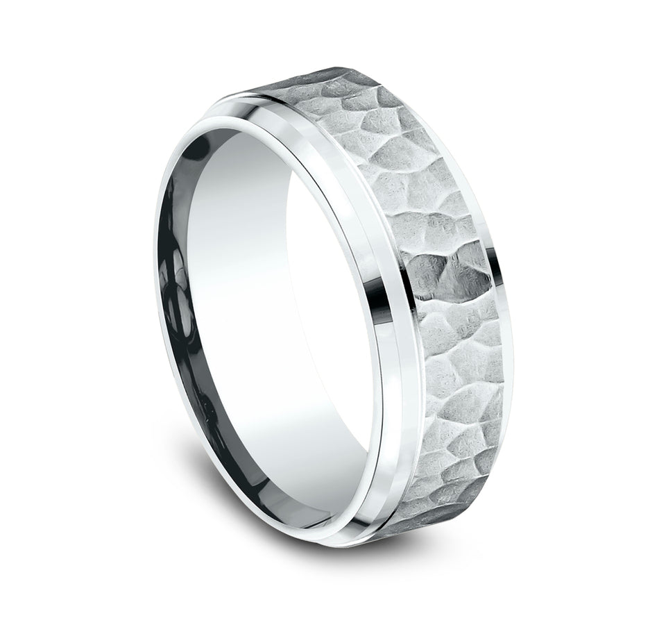 Drop Bevel Band with Hammered Center