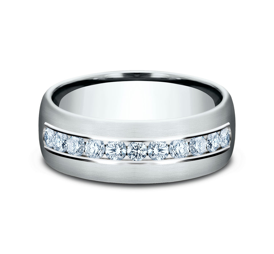 Satin Channel Diamond Band