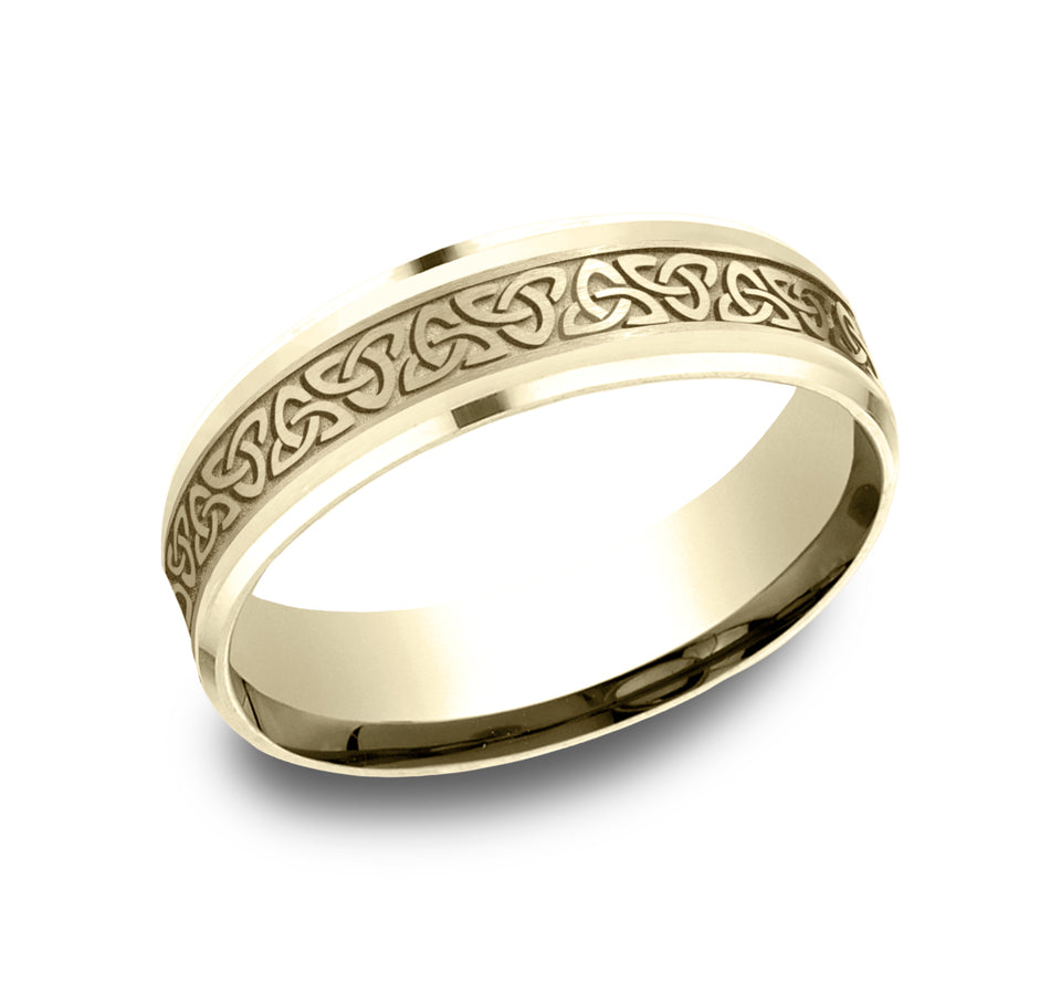 Drop Bevel Band with Love Knot Triangle Center