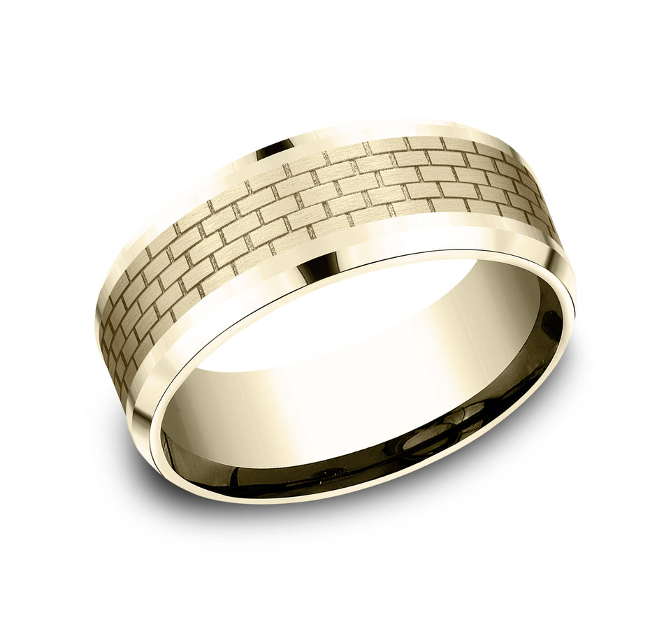 Drop Bevel Band with Brick Wall Center