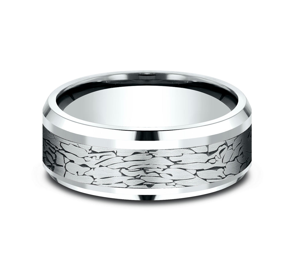 Drop Bevel Band with Fractured Rock Center