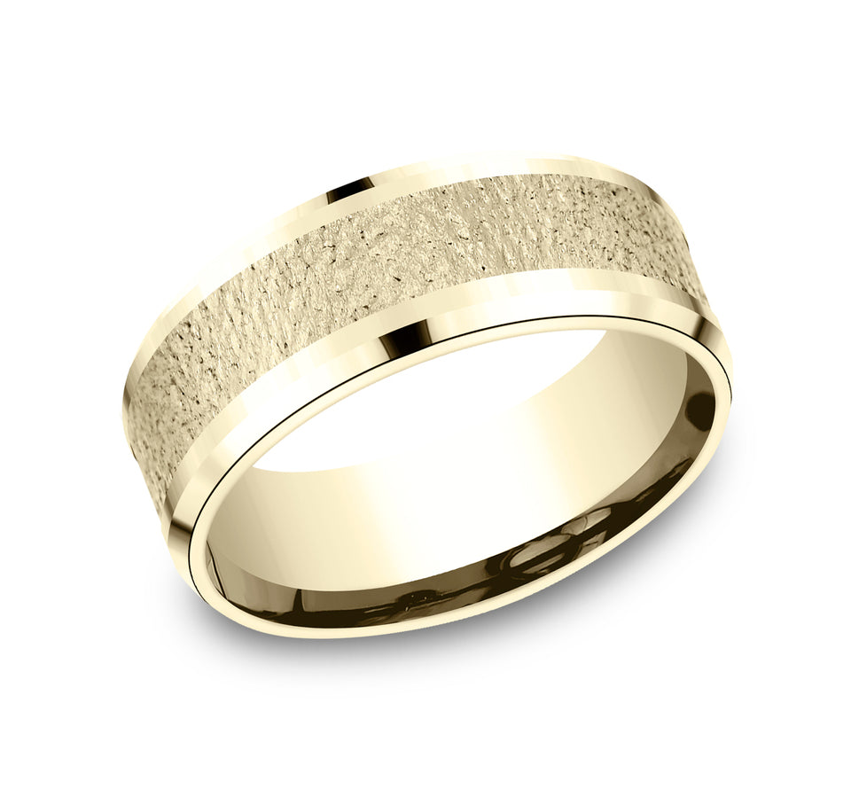 Drop Bevel Band with Stone Center