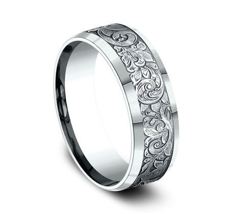 Beveled Edge Band with London Script Center