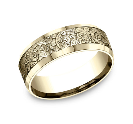 Beveled Edge Band with London Script Center