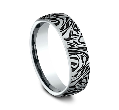 Black Plated Faux Mokume Band