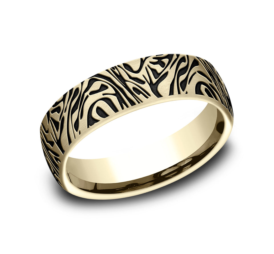 Black Plated Faux Mokume Band