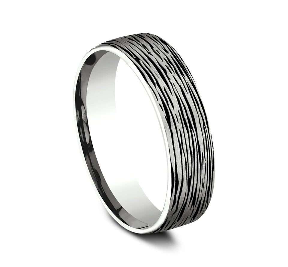 Black Plated Tree Bark Thin Band