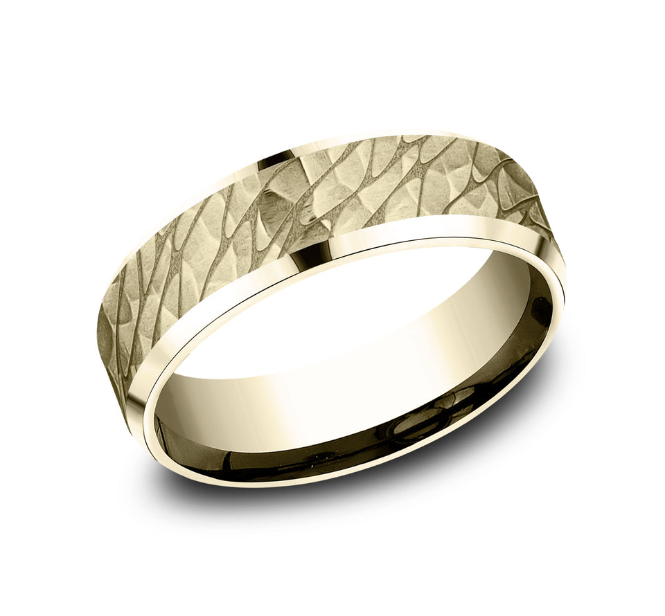 Bevel Pebble Hammered Band