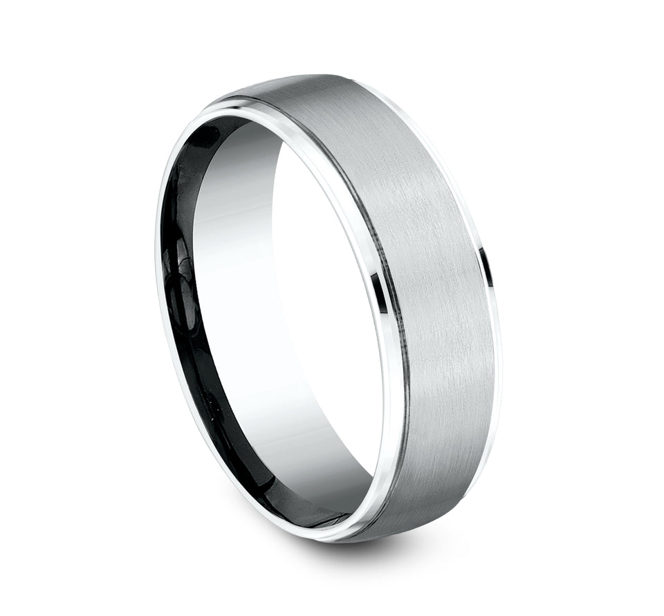 Light Comfort Fit Drop Edg Band with Satin Center