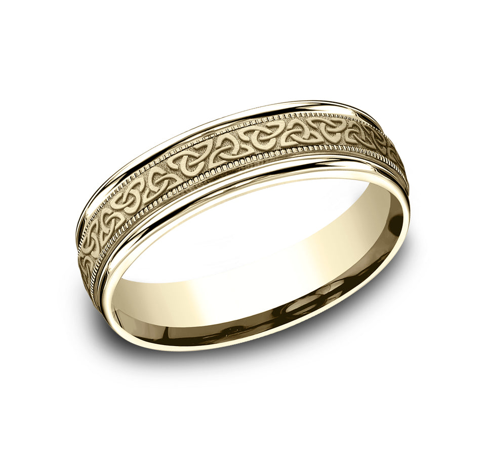 Round Edge Milgrain Band with Love Knot Triangle Center