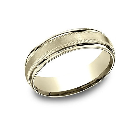 High Polish Edge Milgrain Band with Satin Center