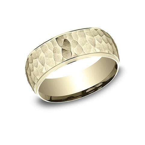 High Polish Edge Band with Hammered Center