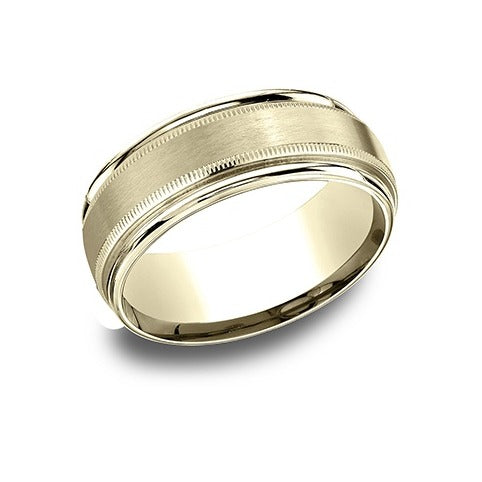 High Polish Edge Milgrain Band with Satin Center