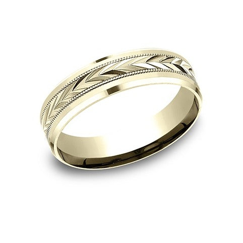 Drop Bevel Milgrain Band with Harvest Center