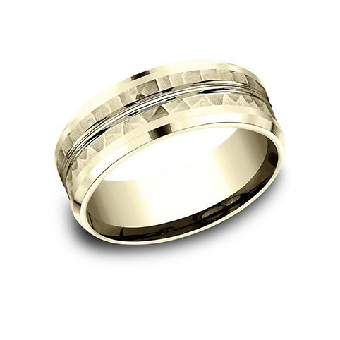 Drop Bevel Hammered Band with Center Cut
