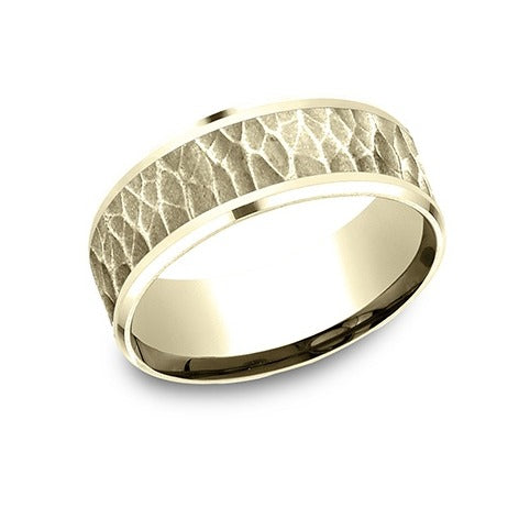 Drop Bevel Band with Hammered Center